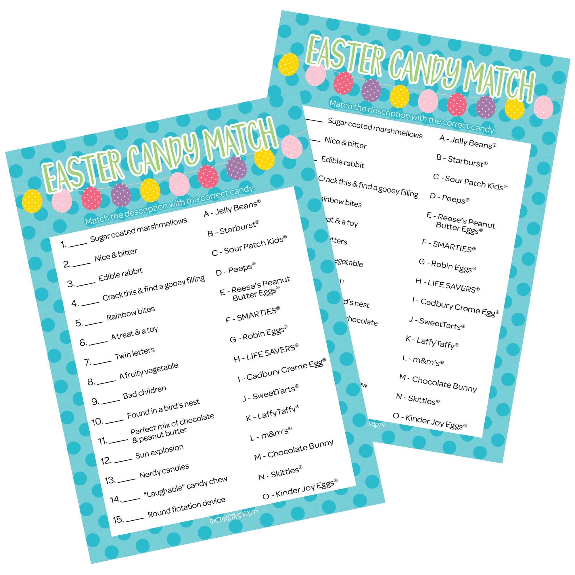 Easter Themed Candy Matching Classroom Party Game - 25 Count